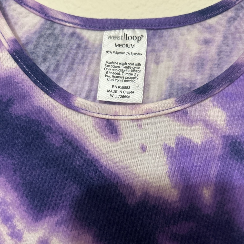 West Loop Purple Tie-Dye Sleeveless T-Shirt Dress - Size Medium - Picture 2 of 6